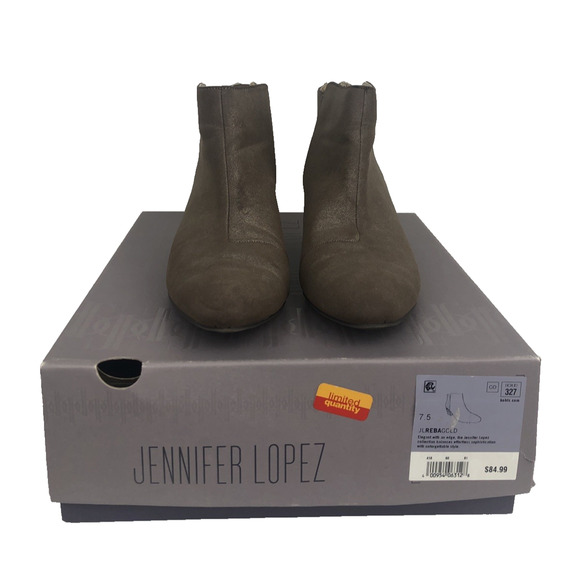Jennifer Lopez Women's Ankle Boots Heels Size 7.5 Reba Gold Back Zip - Picture 1 of 9